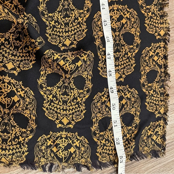 Zadig & Voltaire Large Silk Skull Square Scarf Black Gold 53x51 Goth Punk Dark - Picture 5 of 6